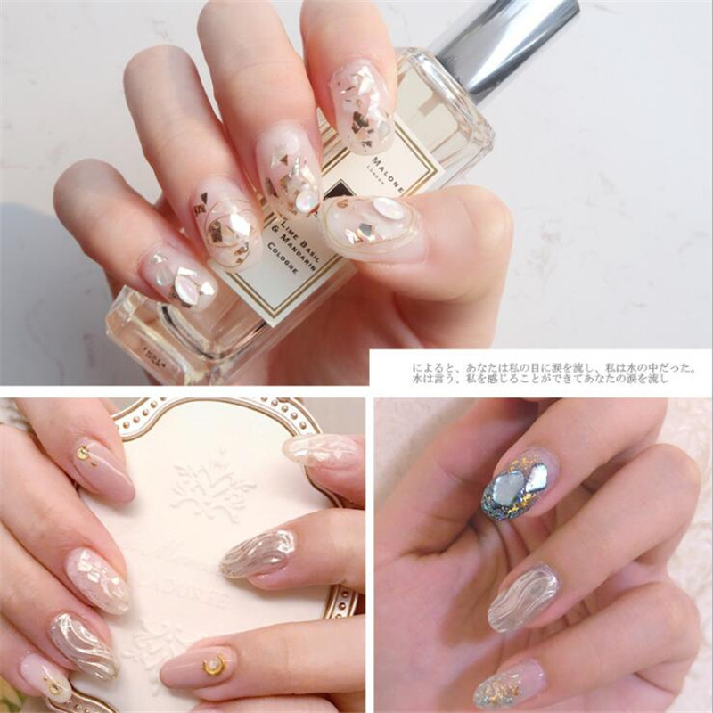 Estilo japonés joujou mismo estilo Internet celebrity nail beauty pieza de concha natural abulón grueso alto traje de joyería de uñas brillantes