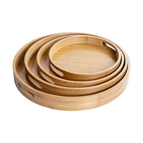 Bamboo tray customized creative Japanese baking double-eared portable round tea tray household tea set small tea tray wholesale