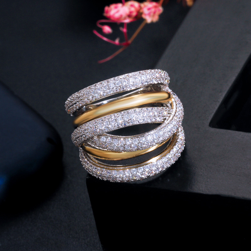 Wide Band Ring Classification 1 Piece Quantity Street Occasion Casual Geometric Copper Plating Inlay Zircon Wide Band Ring