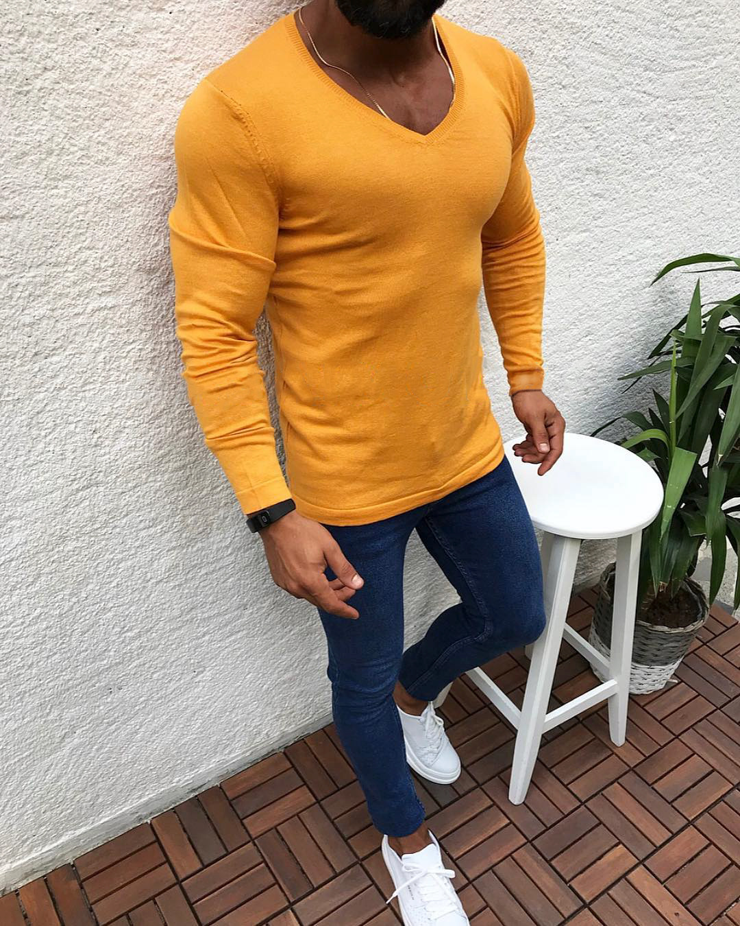 2024 new slim fit long sleeved round neck pullover sweater top for men_voghion.com
