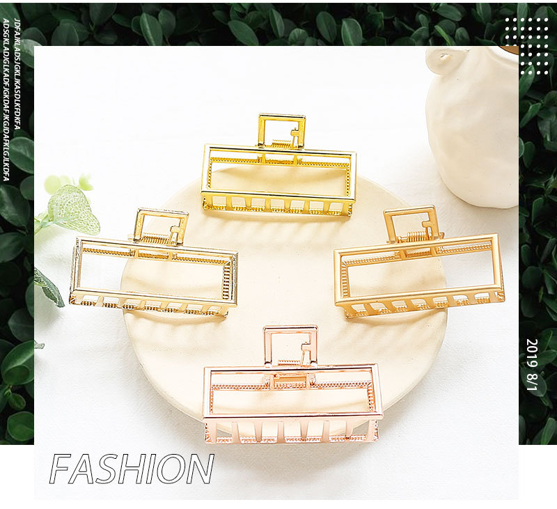 Fashion Metal Rectangle Geometric Barrettes Large Alloy Hair Grip Head Accessories display picture 1