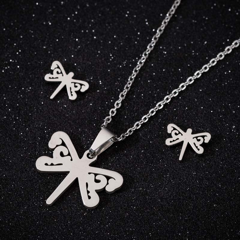 Fashion Dragonfly Stainless Steel Plating Jewelry Set 2 Pieces