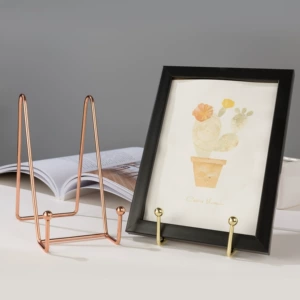 Rose Gold Nordic Book Plate Set - Metal Rack Display for Office Decor