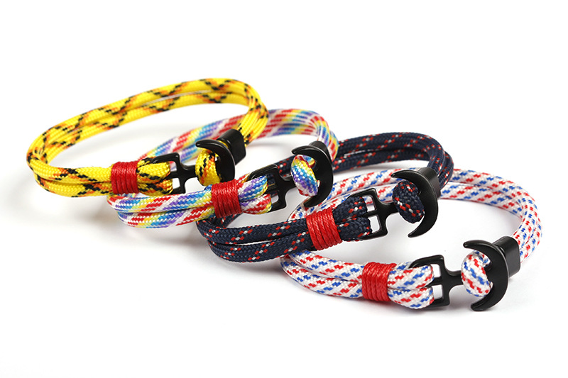 Alloy, rope Chain Material Simple Style Anchor Alloy Rope Layered Men's Bracelets Men Cuff & Bangle