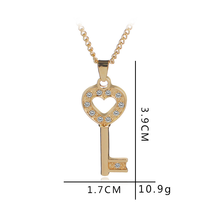 New Fashion Necklace Heart-shaped Key Love Diamond Pendant Necklace Wholesale display picture 2