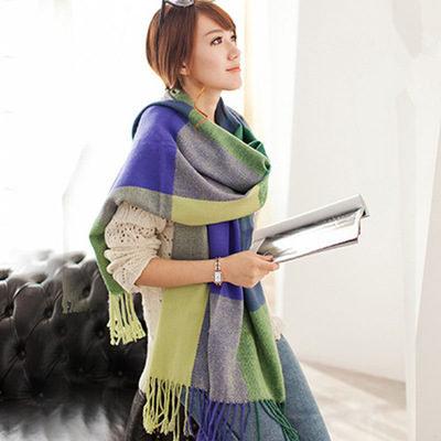 Women's Sweet Plaid Imitation Cashmere Tassel Winter Scarves display picture 2