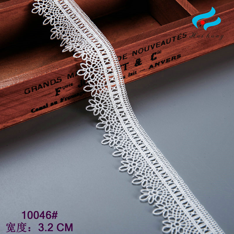 现货精品细线涤光丝水溶蕾丝花边 3.2公分童装女装服饰花边辅料