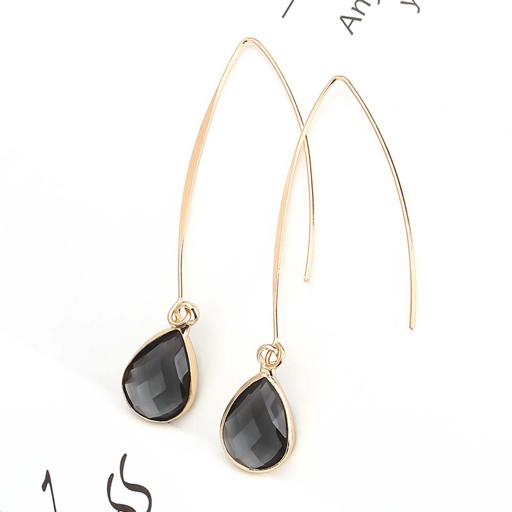 Inlay Design 1 Pair Basic Modern Style Classic Style Water Droplets Inlay Copper Artificial Crystal Glass Drop Earrings