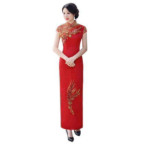 Chinese Dress Qipao for women Long sleeve show dress elegant atmosphere Qipao skirt customized