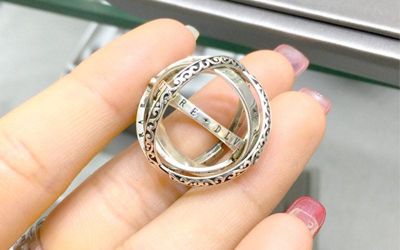 Sterling Silver Retro Solid Color Rings display picture 4