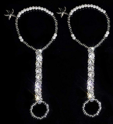 亚马逊夏季新娘脚链 大水钻太阳花珍珠弹力脚链 海星沙滩脚饰现货|ms