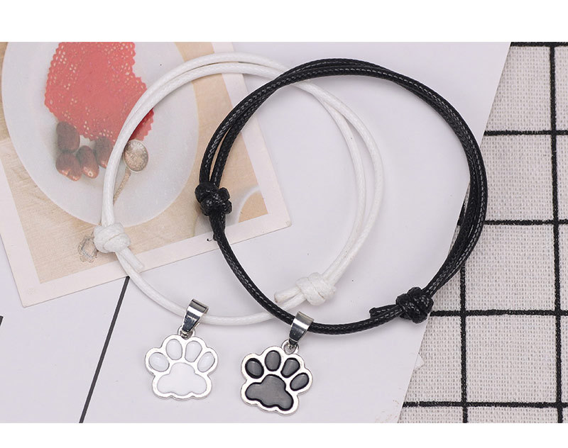 Black and White Dog Paw Print Bracelet Image 5
