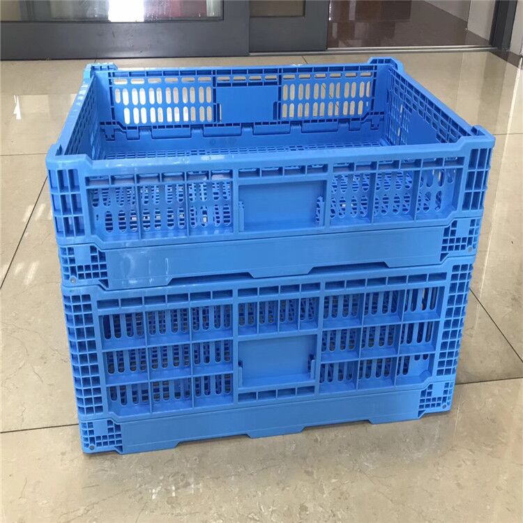 600*400*180蓝色折叠框 蓝色pp塑料筐 可折叠物流筐 水果运输胶框