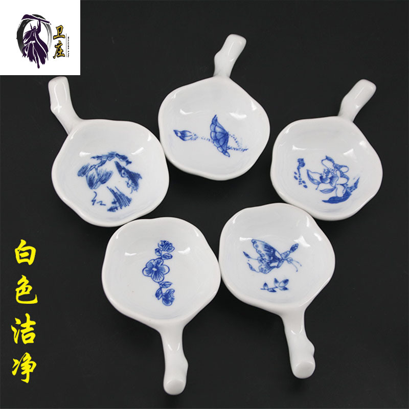 厂家批发毛笔水碟 陶瓷两用笔洗笔搁 文房四宝墨碟 梅花水碟笔架|ru