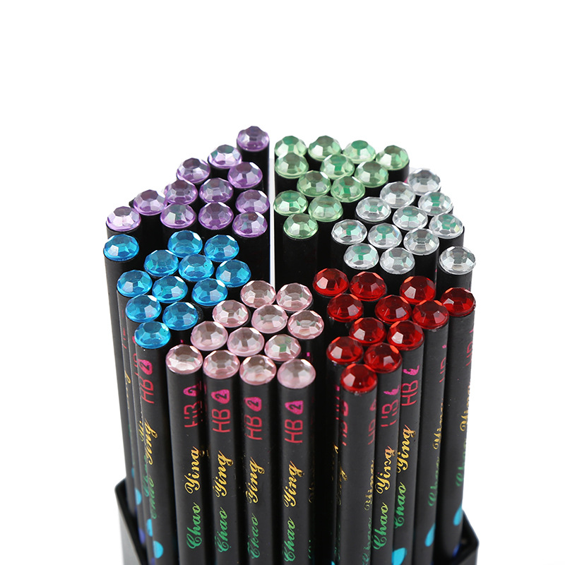新款渐变色镭射膜彩色滚印黒木HB铅笔 音符图案彩色滚印厂家批发