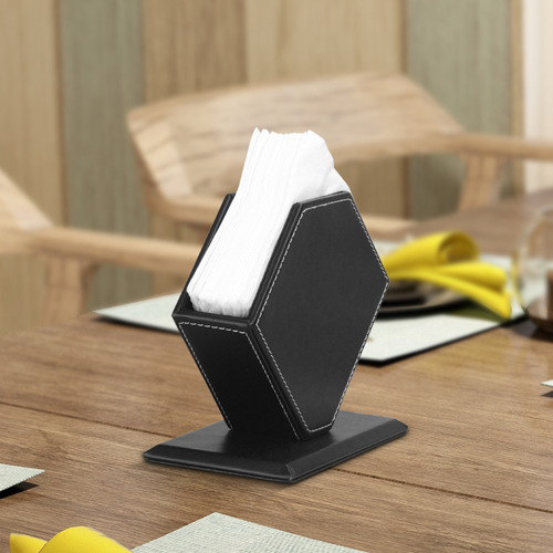 Creative Diamond-Shaped Leather Restaurant Square Napkin Box, Tablecloth Storage Box with Hotel/Restaurant LOGO