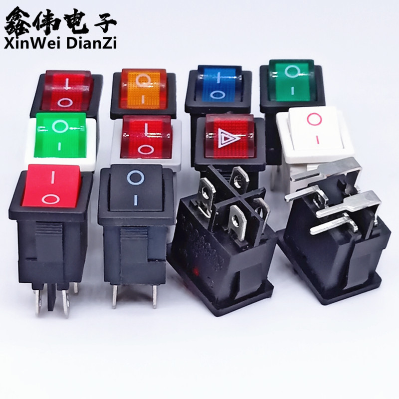 船型开关 KCD1-104 翘板开关 15*21四脚带灯开关电源开关翘板开关