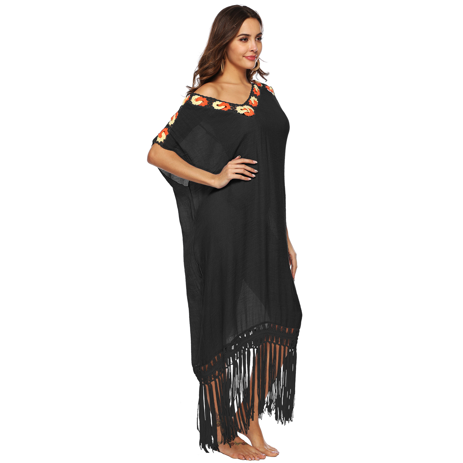 hand hook stitching long fringed beach dress NSOY45990