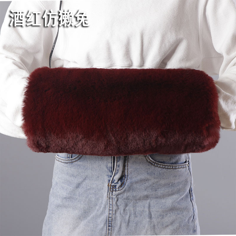 Imitación de piel de zorro protector de mano invierno engrosada mano más caliente de la mano manga de felpa almohada mano más caliente calentador de la mano