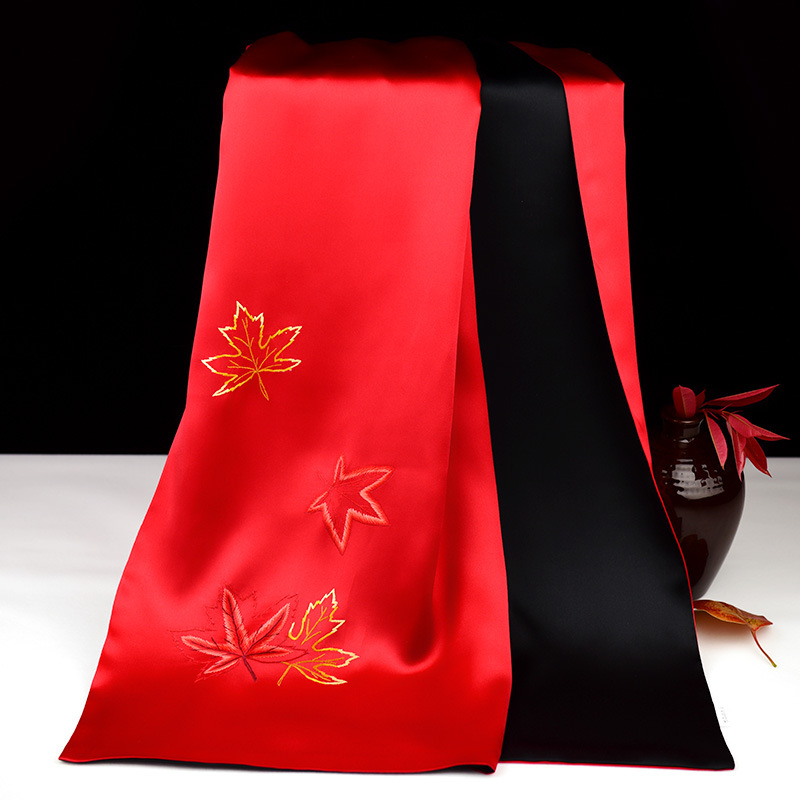 厂家供应新款苏绣手工刺绣围巾 中国风特色礼品男士女士手绣丝巾|ms