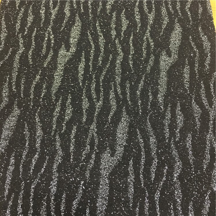 厂家 供应针织斑马银丝提花布 快时尚女装面料