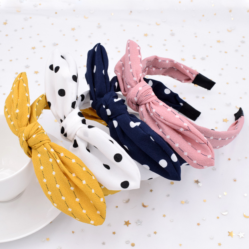 Fashion Spotted Cross  Simple Fabric Wide-sided Knotted Headband Wholesale display picture 12