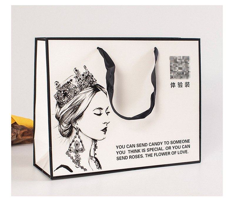 通用精美彩色印刷环保购物白卡纸服装手提袋定制可印二维码logo