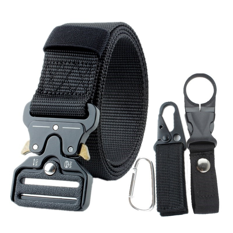 新款3.8黑色珠纹尼龙腰带 男士快速释放插扣战术速干腰带厂家批发