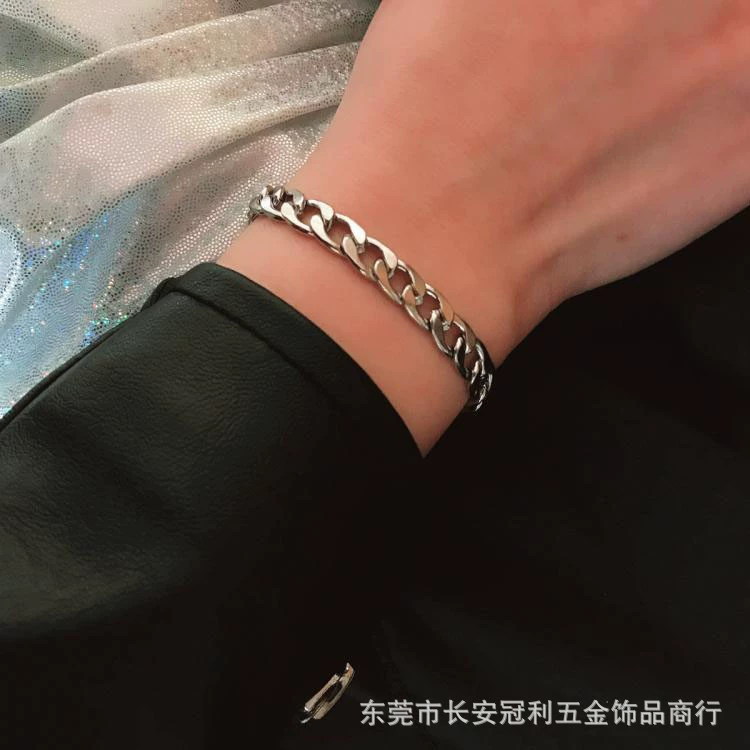 Chain stainless steel, fashionable summer necklace and bracelet hip-hop style for men and women, European style, wholesale