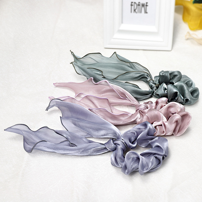 Pure Color Satin Fabric Streamer Hair Ring Hair Accessory Plate Hair Large Intestine Hair Rope display picture 18