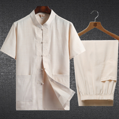 Linen Chinese Tang suit for men Hanfu short sleeve cotton linen men shirt style men wear