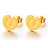 Trend universal golden earrings with letters, European style, English, wholesale