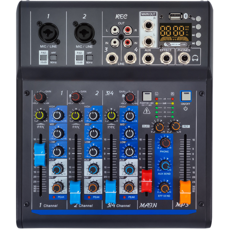 mixer调音台金属可充电宝供电4路小型调音台sound console