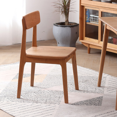 廠家直銷北歐實木餐椅櫻桃木帶靠背原創設計日式原木家用餐廳家具