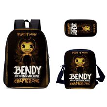 Bendy三件套背包班迪游戏周边组合书包学生背包挎包笔袋 跨境