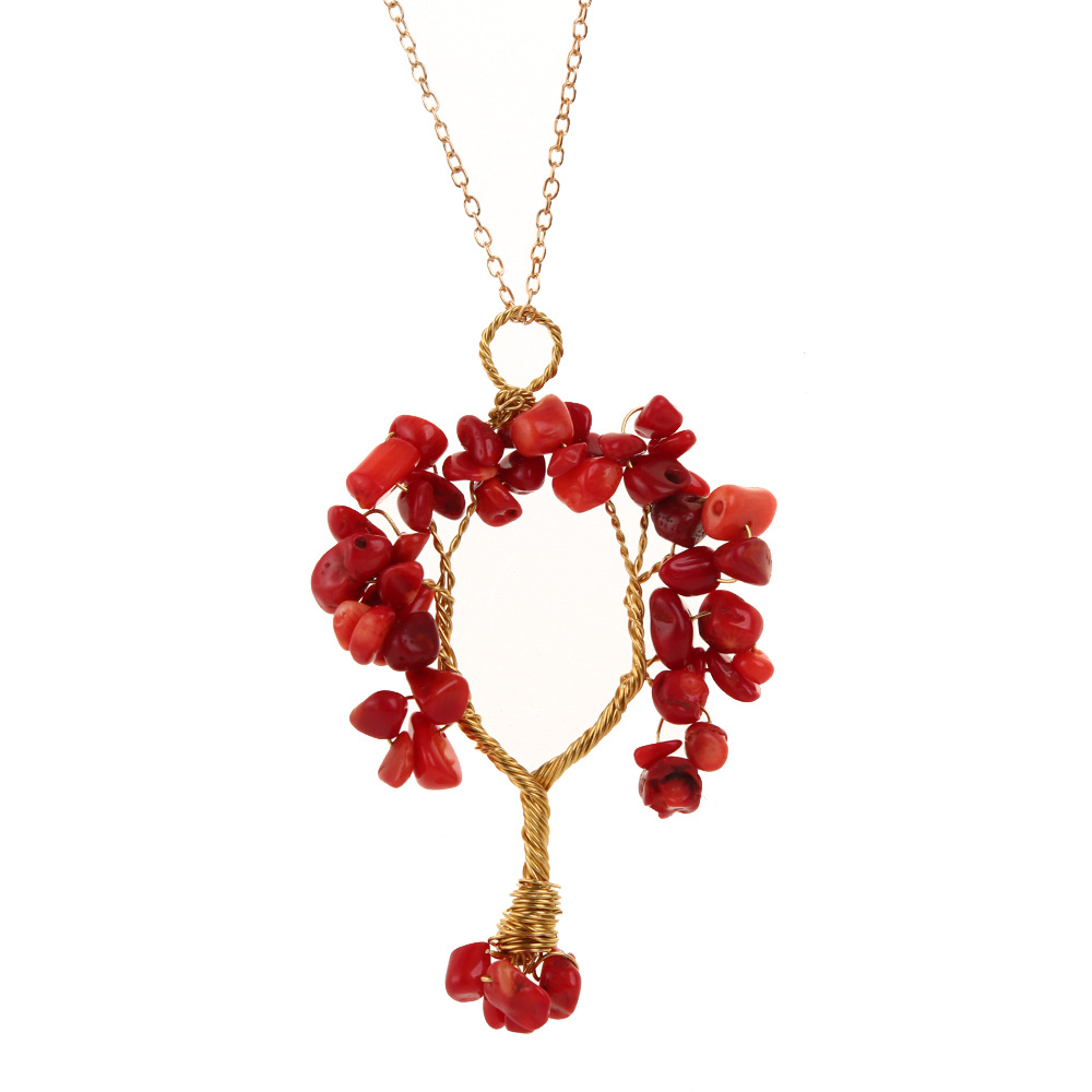 Fashion Tree Alloy Plating Natural Stone Pendant Necklace 1 Piece