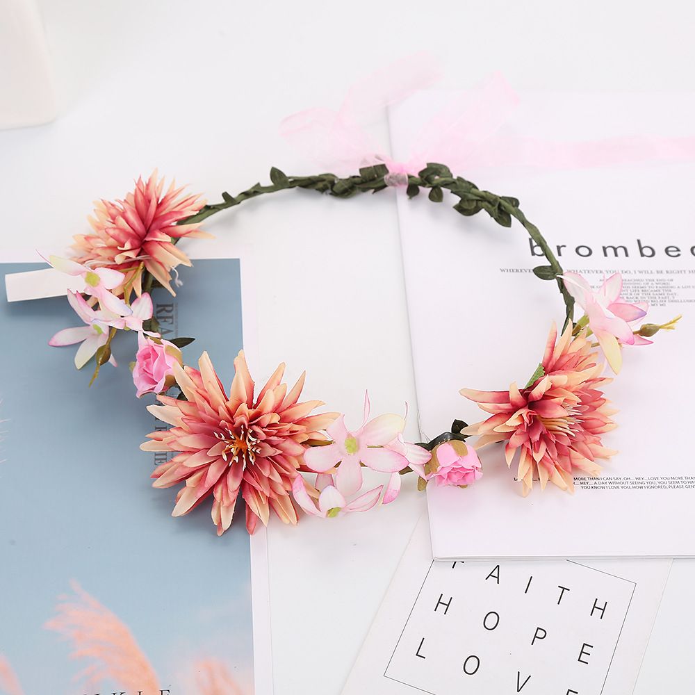 Suministro transfronterizo Europeo y Americano tocado nupcial flor artificial guirnalda tocado hecho a mano diadema tocado multi-color opcional