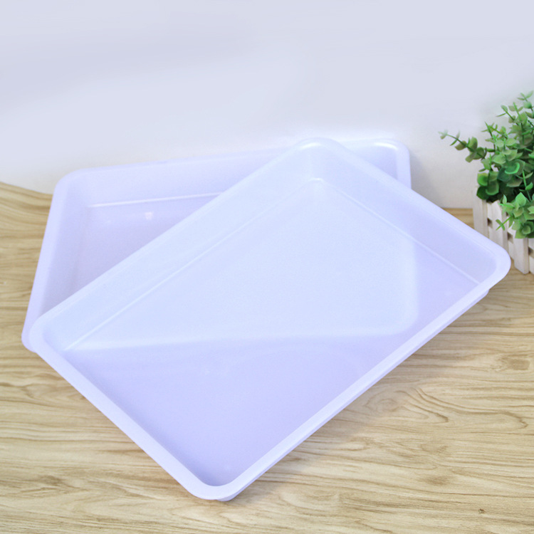 现货批发收纳浅盘冰盘塑料长方形食品料理盆零件箱盒白色冰冻盒子