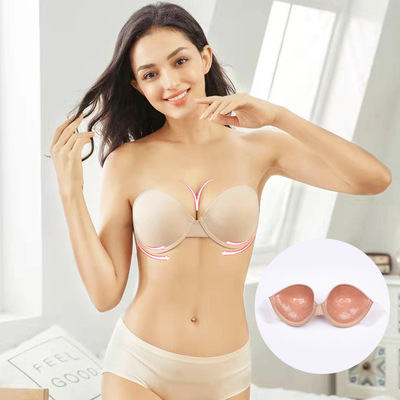 廠家現貨矽膠文胸婚紗乳貼透明側翼內衣性感隱形無肩帶美背文胸