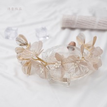 新款詩意純手工珍珠銅片花朵發帶發箍 新娘婚禮頭飾服飾飾品配飾