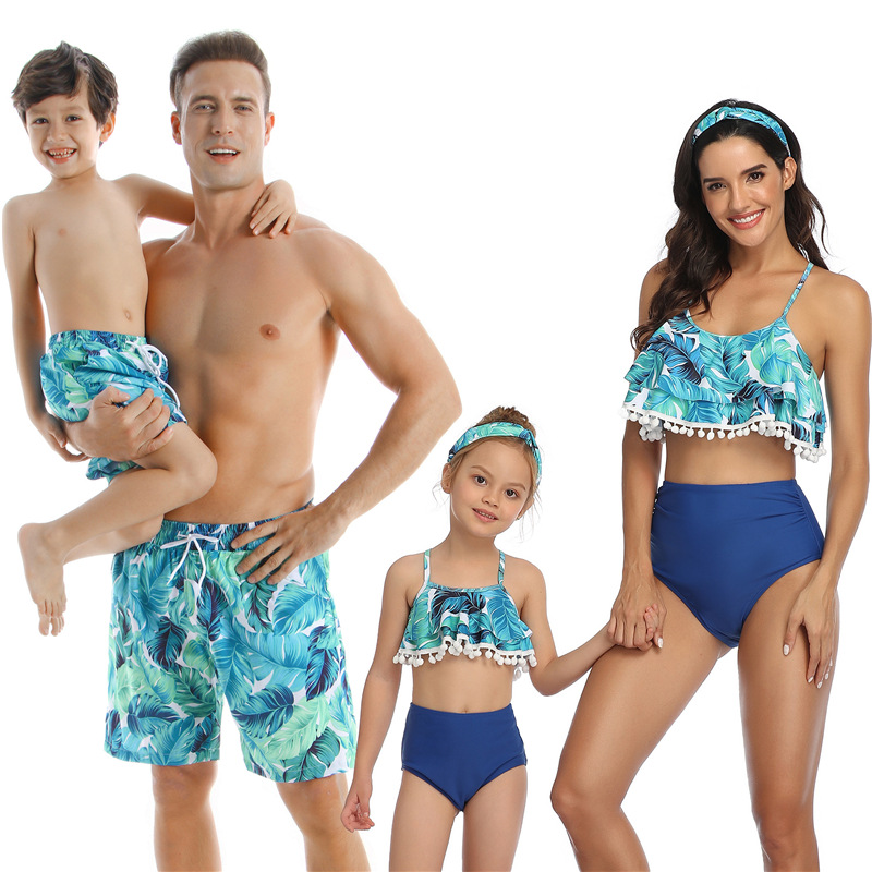 print high-waist beach shorts parent-child father-son swimsuit  NSHYU121330