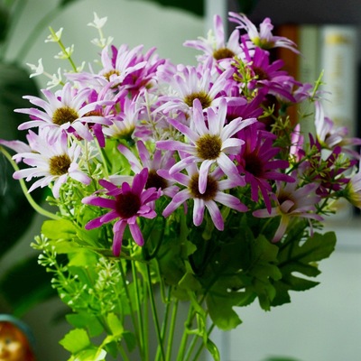 田园仿真小雏菊6叉小野菊把束花跳舞兰花束家居橱窗装饰塑料绢花