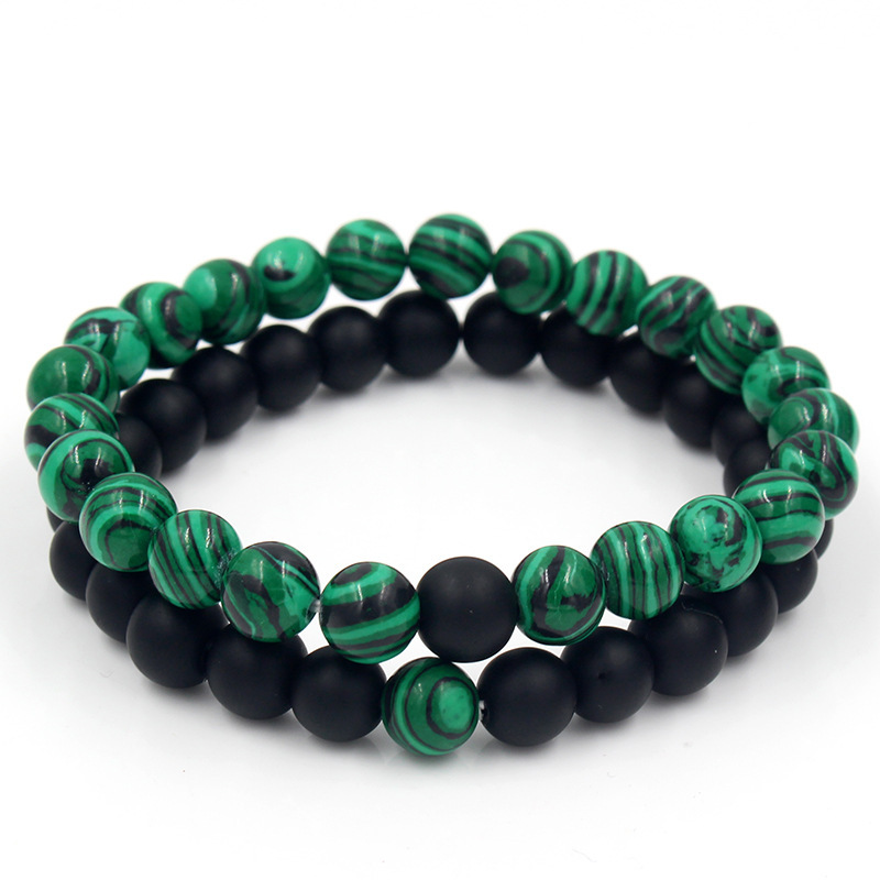 Fashion Natural Turquoise Black Frosted Stone Bracelet Elastic Bracelet Wholesale display picture 10