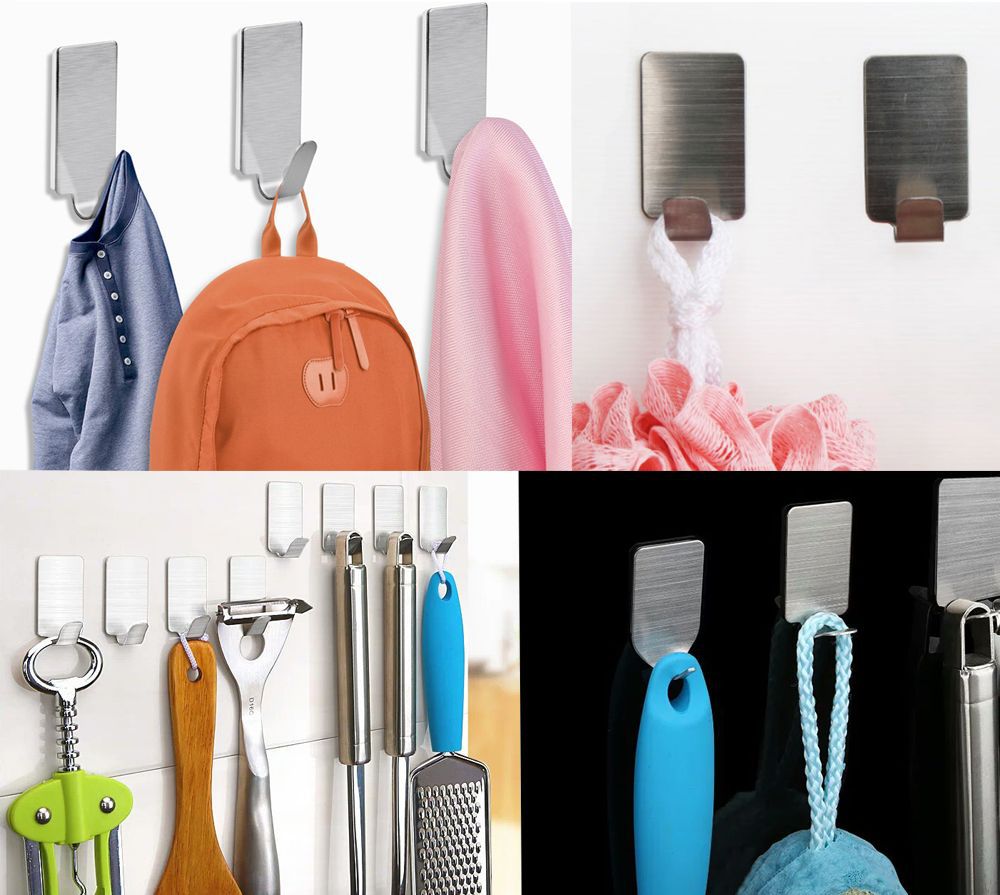 Crochets adhésifs en acier inoxydable