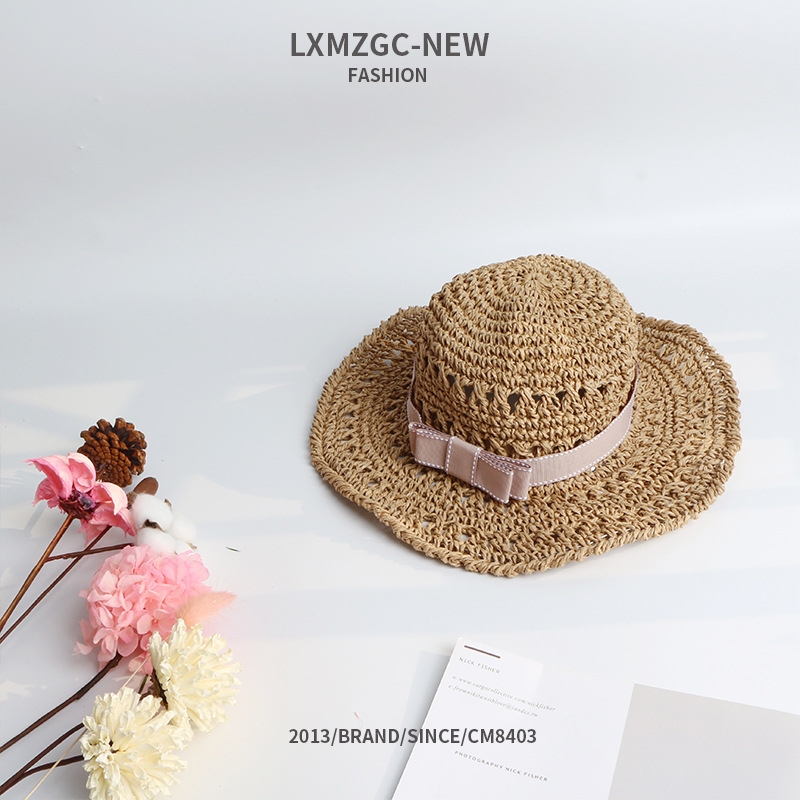 Fashion Parent-child Handmade Children Bow Straw Hat display picture 4