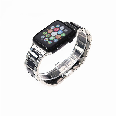 For Mac iwatch123 Watch Band Stainless steel ceramics watch chain replace 38404244mm