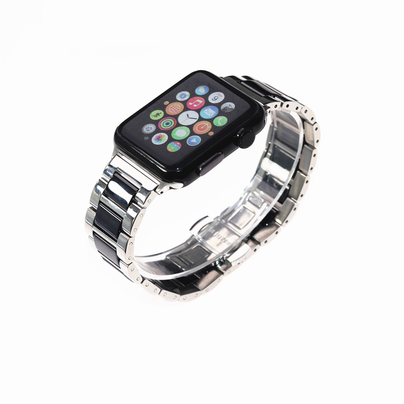 For Mac iwatch123 Watch Band Stainless steel ceramics watch chain replace 38404244mm