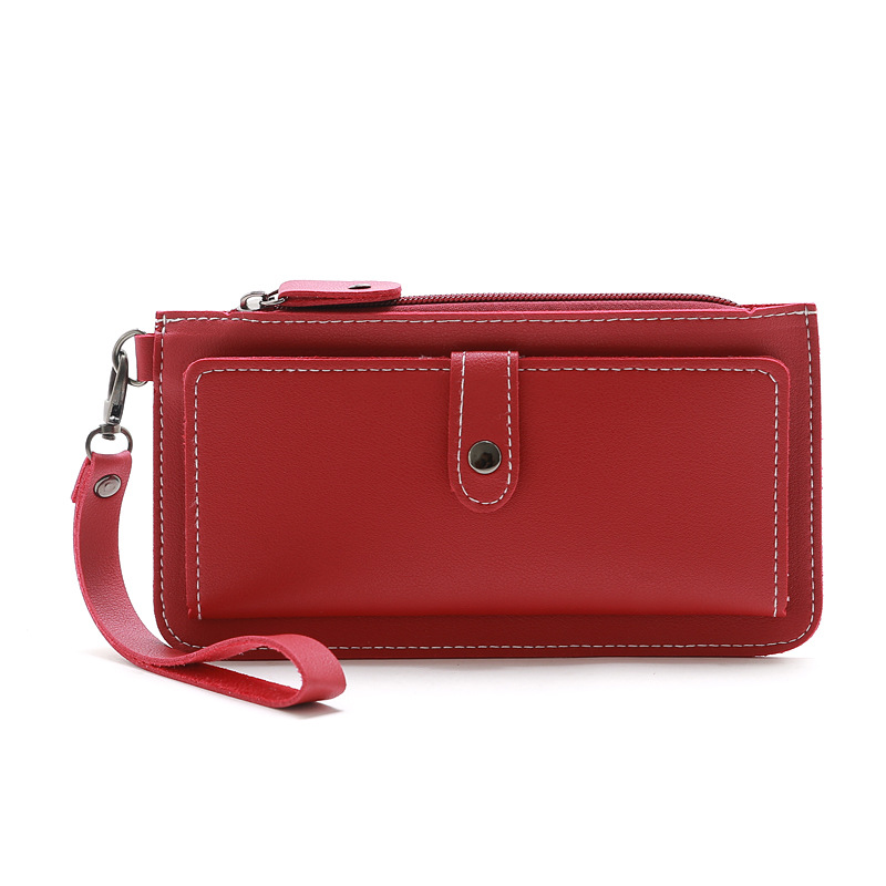 116g Weight Zipper Closure Type Business, Travel Occasion Pu Leather Material Solid Color Pattern Women'S Gender Square Shape Light Grey, Dark Grey, Rose Red, Pink, Red, Green, Blue, Gold, Black Color Fashion Multi-function Zipper Multi-card Buckle Wallet 29