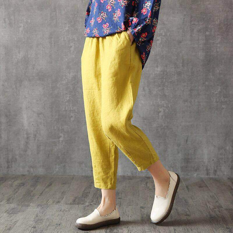 Cotton large size women's pants spring and summer pants loose Harlan casual pants imitation cotton and radish pants a generation of hair