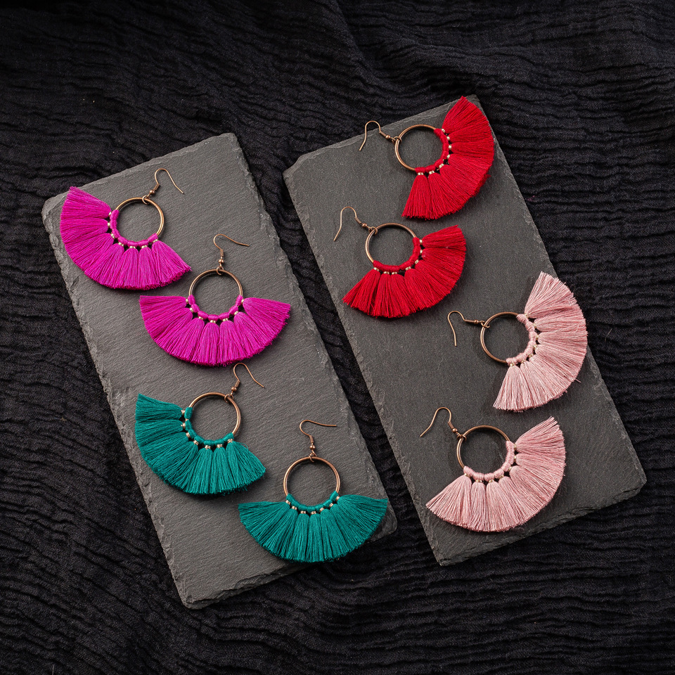 Bohemia Big Circle Tassel  Alloy Earrings display picture 28